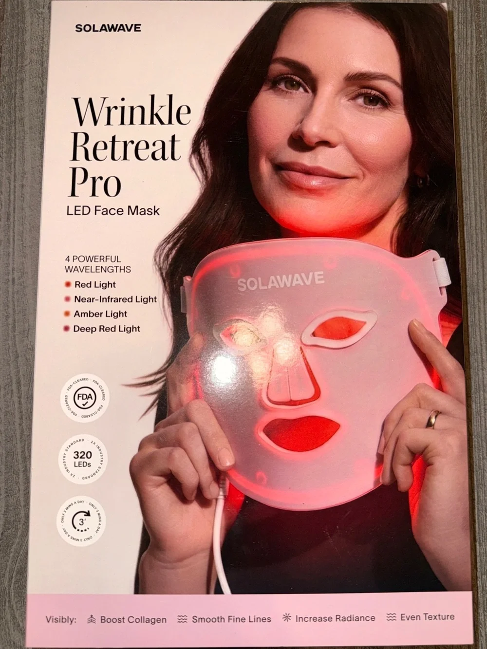 SOLAWAVE Wrinkle Retreat Pro LED Face Mask + Skincare Bundle NWT